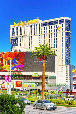 Las Vegas, Nevada, USA - September 16, 2018: Main street of Las Vegas is the Strip. Casino, hotel and resort Planet Hollywood.のeditorial素材