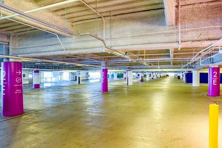 Underground parking in a large shopping center. USA.のeditorial素材
