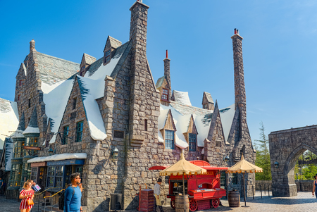 Los Angelos, California, USA - September 07, 2018: World famous park Universal Studios in Hollywood. Fairytale street from Harry Potter movie.のeditorial素材