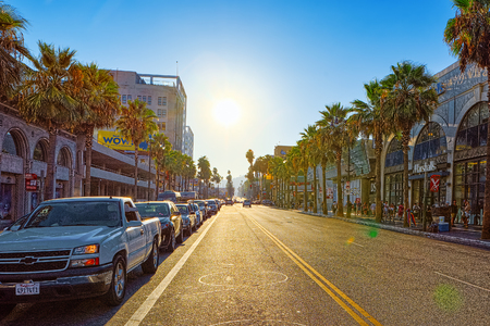 Los Angelos, California, USA - September 04, 2018: Famous Hollywood Boulevard and the Avenue of Stars in Hollywood.のeditorial素材