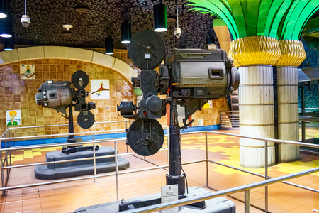 Los Angelos, California, USA - September 04, 2018: Inside, the interior of the subway station Hollywood Boulevard.のeditorial素材