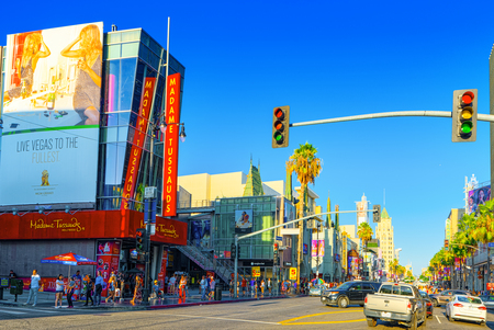 Los Angelos, California, USA - September 04, 2018: Famous Hollywood Boulevard and the Avenue of Stars in Hollywood.のeditorial素材