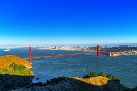 Panorama on San Francisco and the Gold Gate Bridge. California, USA.