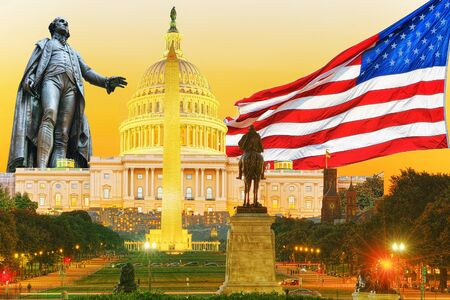 Washington Monument is an obelisk on the National Mall in Washington, D.C., built to commemorate George Washington.の写真素材