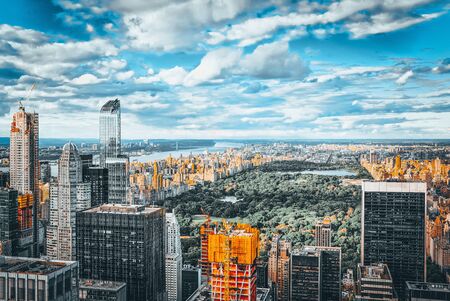 View of Central Park in Manhattan from the skyscraper's observation deck. New York. USA.の写真素材
