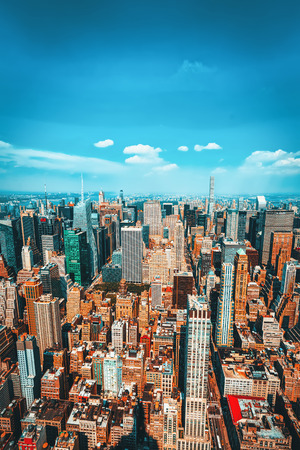 New York, USA- September 05, 2017 :View of Manhattan from the skyscraper's observation deck. New York. USA.のeditorial素材