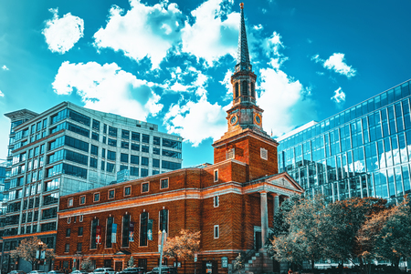 Washington, DC, USA - September 09,2017 : New York Avenue Presbyterian Church, urban cityscape of Washington, DC.のeditorial素材