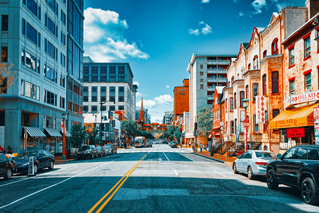 Washington, DC, USA - September 10,2017 : Urban cityscape of Washington, DC. Downtown district, China quarter (China Town).のeditorial素材
