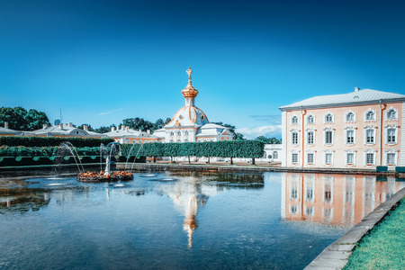 East Chapel and " Venus Italic Fountain" of Petergof  Palace in St. Petersburg. Russiaのeditorial素材