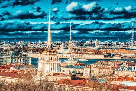 Panoramic view from the roof of St. Isaac's Cathedral. Saint Petersburg. Russia.のeditorial素材