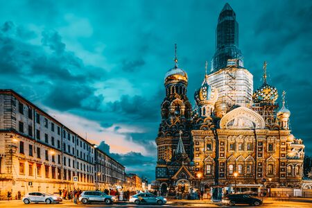 Saint Petersburg, Russia - November 04, 2019: Gribobedov's Canal. Cathedral of the Savior on Spilled Blood. Saint Petersburg. Russia.のeditorial素材
