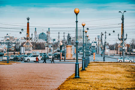 Saint Petersburg, Russia - November 06, 2019: Urban and historically beautiful city views of Saint Petersburg. Russia.のeditorial素材
