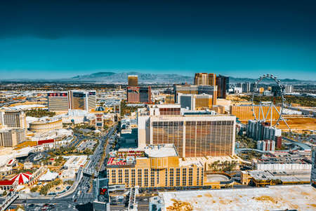 Las Vegas, Nevada, USA - September 17, 2018: Main street of Las Vegas is the Strip. View from above.