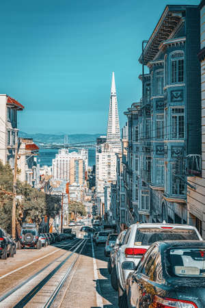 San Francisco, California, USA - September 09, 2018: City views a seaport in western California,on a peninsula between the Pacific Ocean and San Francisco Bay.のeditorial素材