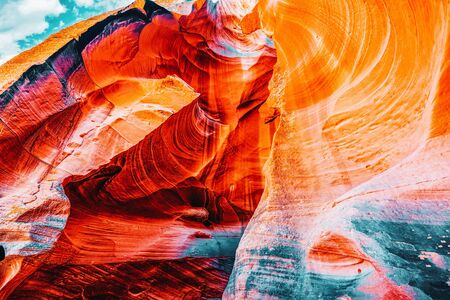 Antelope Canyon is a slot canyon in the American Southwest. It is on Navajo land east of Page, Arizona. USA.の写真素材