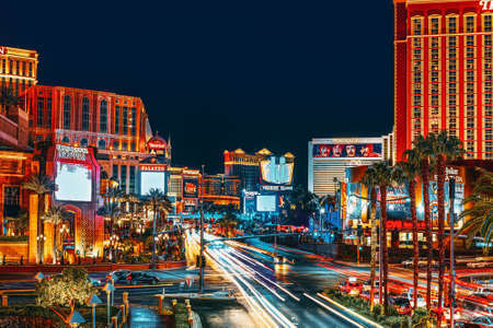 Las Vegas, Nevada, USA - September 16, 2018: Main street of Las Vegas-is the Strip in evening time.のeditorial素材