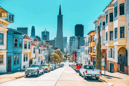 San Francisco, California, USA - September 09, 2018: City views a seaport in western California,on a...