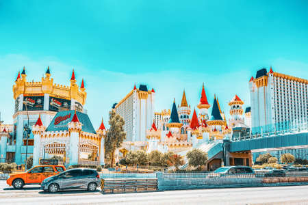 Las Vegas, Nevada, USA - September 16, 2018: Main street of Las Vegas is the Strip. Casino, hotel and resort - Exalibur.のeditorial素材