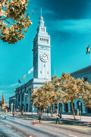 San Francisco, California, USA - September 10, 2018: Ocean Quay in the north of San Francisco. Maritime Station.のeditorial素材