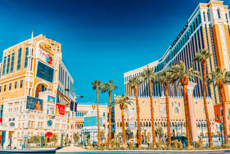 Las Vegas, Nevada, USA - September 15, 2018: Main street of Las Vegas is the Strip. Casino, hotel and resort Venetian.のeditorial素材
