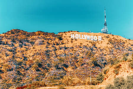 Los Angelos, California, USA - September 05, 2018: Inscription Hollywood on the Hollywood Hills in Los Angeles.のeditorial素材