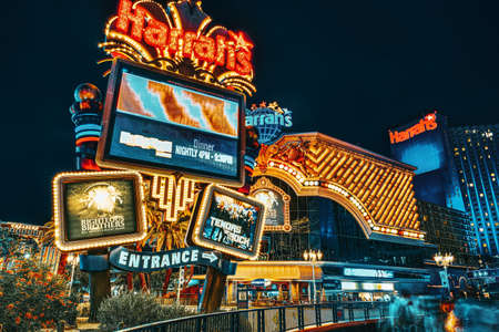 Las Vegas, Nevada, USA - September 16, 2018: Main street of Las Vegas-is the Strip in evening time.のeditorial素材