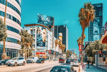 Los Angelos, California, USA - September 04, 2018: Famous Hollywood Boulevard and the Avenue of Stars in Hollywood.のeditorial素材
