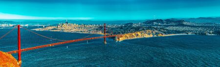 Panorama on San Francisco and the Gold Gate Bridge. California, USA.の写真素材