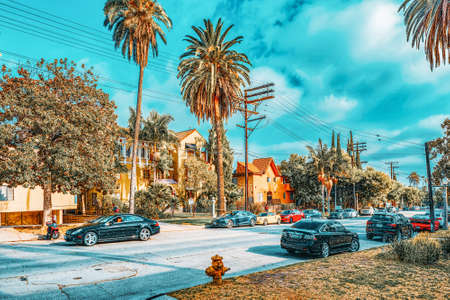 Los Angelos, California, USA - September 04, 2018: Urban views of the Beverly Hills area and residential buildings on the Hollywood hills.のeditorial素材