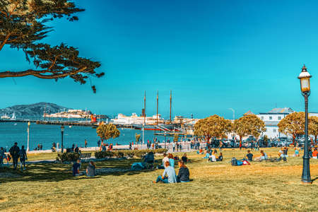 San Francisco, California, USA - September 10, 2018: Maritime Garden . Ocean Quay in the north of...