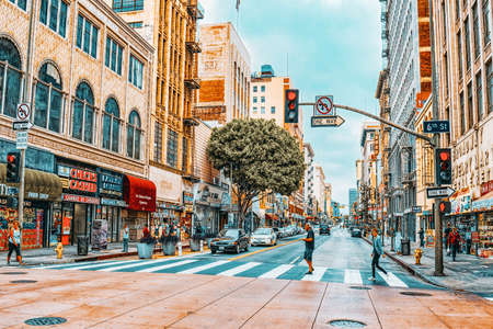 Los Angelos, California, USA - September 03, 2018: View of the Downtown of LA in the daytime.のeditorial素材