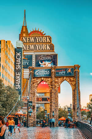 Las Vegas, Nevada, USA - September 15, 2018: Main street of Las Vegas is the Strip. Casino, hotel...