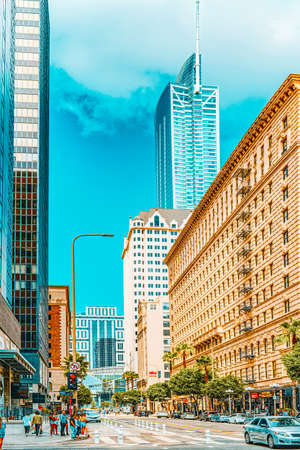 Los Angelos, California, USA - September 03, 2018: View of the Downtown of LA in the daytime.のeditorial素材