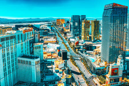 Las Vegas, Nevada, USA - September 17, 2018: Main street of Las Vegas is the Strip. View from above.
