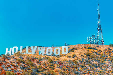 Los Angelos, California, USA - September 05, 2018: Inscription Hollywood on the Hollywood Hills in Los Angeles.のeditorial素材
