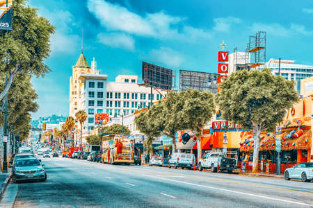 Los Angelos, California, USA - September 04, 2018: Famous Hollywood Boulevard and the Avenue of Stars in Hollywood.のeditorial素材
