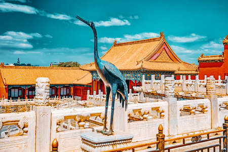 Palaces, pagodas inside the territory of the Forbidden City Museum in Beijing in the heart of city,China.のeditorial素材
