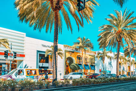 Los Angelos, California, USA - September 23, 2018: View of the fashionable street Rodeo Drive in Hollywood, LA.のeditorial素材