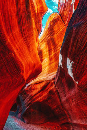 Antelope Canyon is a slot canyon in the American Southwest. It is on Navajo land east of Page, Arizona. USA.の写真素材