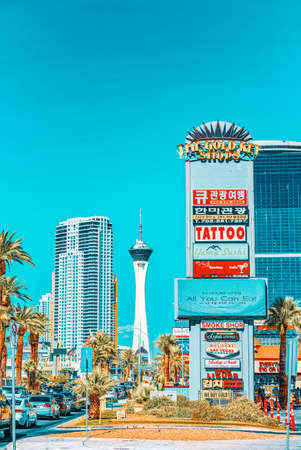 Las Vegas, Nevada, USA - September 16, 2018: Main street of Las Vegas is the Strip.のeditorial素材