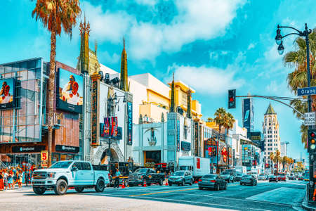 Los Angelos, California, USA - September 04, 2018: Famous Hollywood Boulevard and Chine Theater.のeditorial素材