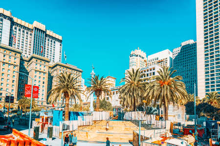 San Francisco, California, USA - September 10, 2018: View of the city center, Union Square - downtown of San Francisco.のeditorial素材