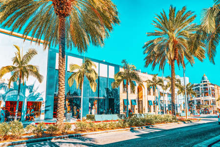 Los Angelos, California, USA - September 23, 2018: View of the fashionable street Rodeo Drive in Hollywood, LA.のeditorial素材