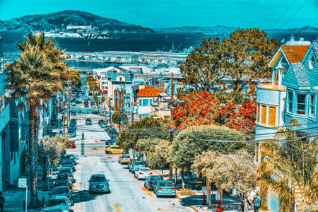 San Francisco, California, USA - September 09, 2018: City views a seaport in western California,on a peninsula between the Pacific Ocean and San Francisco Bay.のeditorial素材