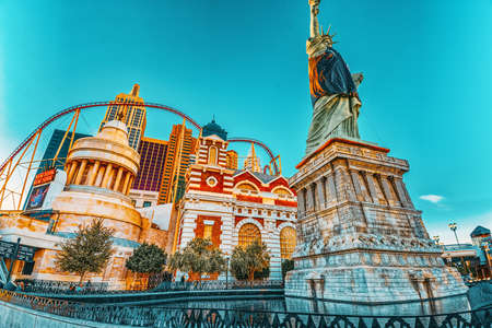 Las Vegas, Nevada, USA - September 15, 2018: Main street of Las Vegas is the Strip. Casino, hotel and resort New York.のeditorial素材