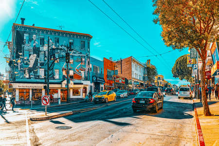 San Francisco, California, USA - September 08, 2018: City views a seaport in western California,on a peninsula between the Pacific Ocean and San Francisco Bay.のeditorial素材