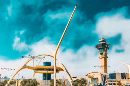 Los Angelos, California, USA - September 08, 2018: Terminal view of Los Angeles Airport named by Tom Bradley.のeditorial素材