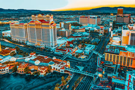 Las Vegas, Nevada, USA - September 17, 2018: Main street of Las Vegas is the Strip. View from above.のeditorial素材
