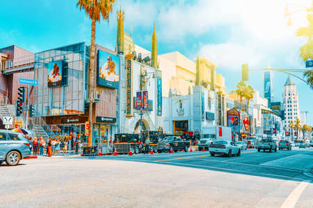 Los Angelos, California, USA - September 04, 2018: Famous Hollywood Boulevard and Chine Theater.のeditorial素材