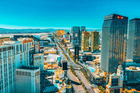 Las Vegas, Nevada, USA - September 17, 2018: Main street of Las Vegas is the Strip. View from above.のeditorial素材